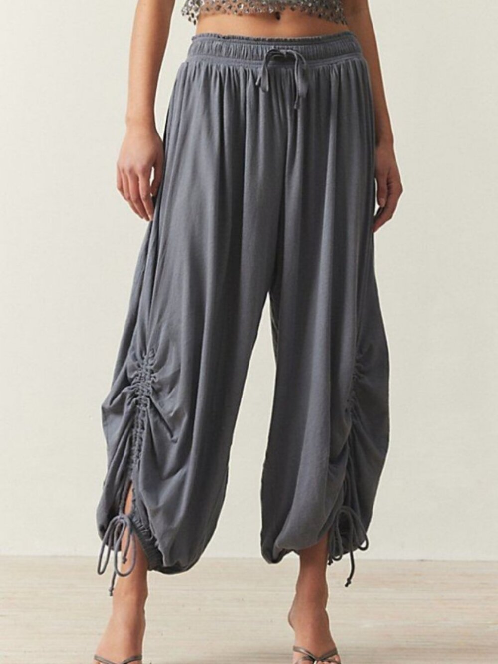Out From Under Ryan Balloon Jogger Pants Charcoal Cinchable Ruched Pull On XS